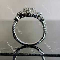 Oval side stones vintage moissanite engagement ring| Doveggs