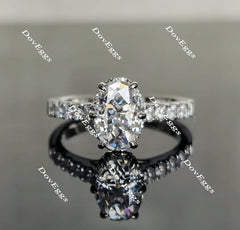 Oval half eternity paved moissanite engagement ring| DovEggs