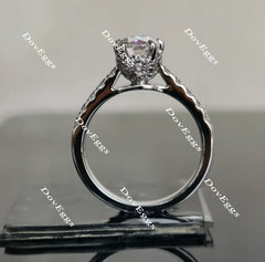 Oval half eternity paved moissanite engagement ring| DovEggs