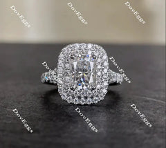 Pave double halo engagement ring only semi-mount only(Exclusively to DovEggs Stones)