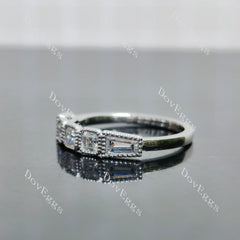 Asscher five-stone bezel moissanite wedding band-2.0mm band width| DovEggs