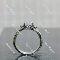 (size 7) Doveggs sterling silver 2ct GHI color Emerald engagement ring set(2rings)