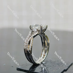 (size 7) Doveggs sterling silver 2ct GHI color Emerald engagement ring set(2rings)