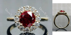 Doveggs round halo moissanite engagement ring