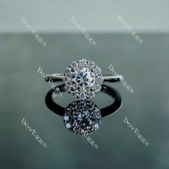 Doveggs round halo moissanite engagement ring
