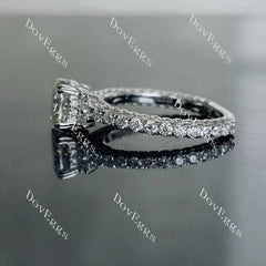 Oval pave eternity moissanite engagement ring| DovEggs