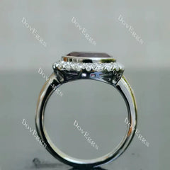 The SANDS-Oval halo colored gem engagement ring| DovEggs