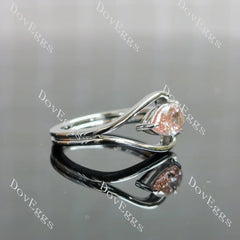 Solitaire modern pear-shaped ethical lab diamond engagement ring only semi-mount only(Exclusively to DovEggs Stones)