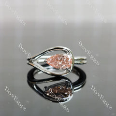 Pear solitaire moissanite engagement ring| DovEggs