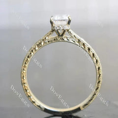 Bezel carved hidden halo engagement ring semi-mount only(Exclusively to DovEggs Stones)