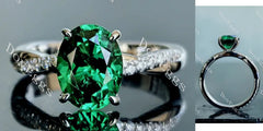 Oval pave colored gem engagement ring| DovEggs