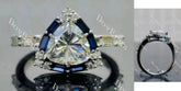 Fat trillion halo moissanite engagement ring| DovEggs