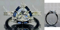 Fat trillion halo moissanite engagement ring| DovEggs