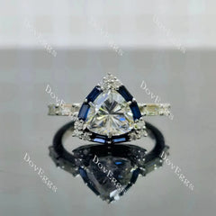 Fat trillion halo moissanite engagement ring| DovEggs