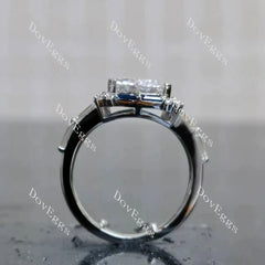 Fat trillion halo moissanite engagement ring| DovEggs