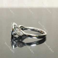 Angelina-Round bezel three stones lab diamond engagement ring only semi-mount only(Exclusively to DovEggs Stones)