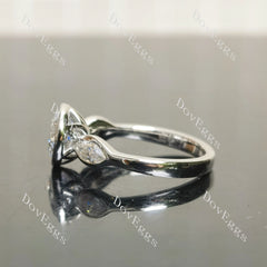 Angelina-Round bezel three stones moissanite engagement ring| DovEggs