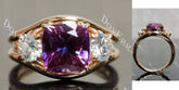 Jadea-Cushion split shanks three stones colored gem engagement ring| DovEggs