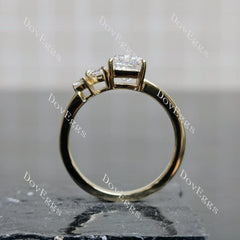Emerald pave three stones moissanite engagement ring| DovEggs