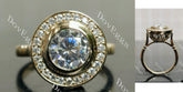 Round halo vintage delicate moissanite engagement ring| DovEggs