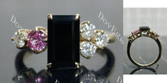 Emerald side stones colored gem engagement ring| DovEggs
