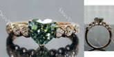 Heart side stones colored moissanite engagement ring| DovEggs