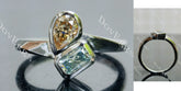 Radiant pear bezel two stones colored moissanite engagement ring| DovEggs