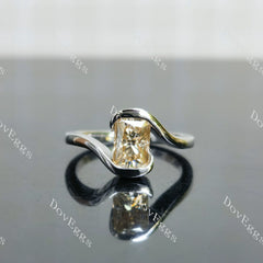 Radiant bezel solitaire colored moissanite engagement ring| DovEggs
