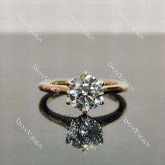 Round solitaire moissanite engagement ring| DovEggs
