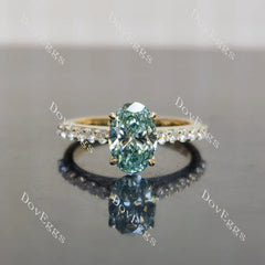 Oval pave colored moissnaite engagement ring| DovEggs