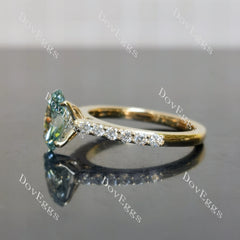 Oval pave colored moissnaite engagement ring| DovEggs