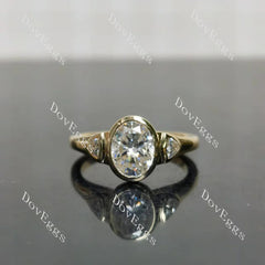 Bezel three stones engagement ring only semi-mount only(Exclusively to DovEggs Stones)