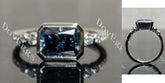 Radiant bezel twilight blue moissanite engagement ring| Doveggs
