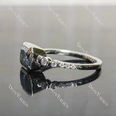 Radiant bezel twilight blue moissanite engagement ring| Doveggs