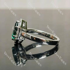 Dovie Doutch Marquise cut halo art deco colored gem engagement ring| Doveggs