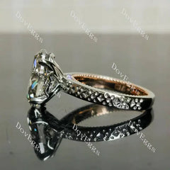 Vintage hidden halo engagement ring semi-mount only(Exclusively to DovEggs Stones)