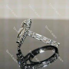 Dean's pear halo pave 3/4 eternity moissanite engagement ring | Doveggs