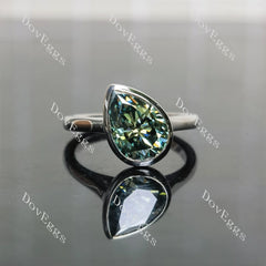Pear bezel solitaire colored moissanite engagement ring | Doveggs