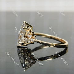 Marquise side stones moissanite engagement ring | Doveggs