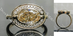 Bezel halo engagement ring semi-mount only(Exclusively to DovEggs Stones)