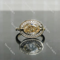 Bezel halo engagement ring semi-mount only(Exclusively to DovEggs Stones)