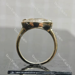 Bezel halo engagement ring semi-mount only(Exclusively to DovEggs Stones)