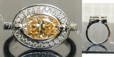 Oval bezel halo colored moissanite engagement ring| Doveggs
