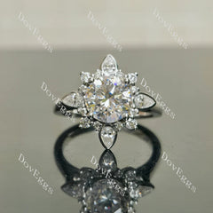 Flora pave art deco engraved engagement ring only semi-mount only(Exclusively to DovEggs Stones)
