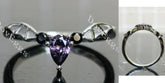 OZZY prince of darkness-Pear Vampire Gothic Bat Wings colored gem wedding band-2.0mm band width| Doveggs