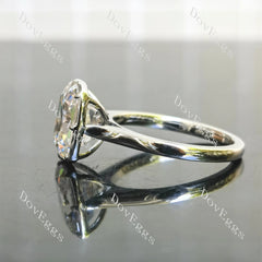 Cushion bezel solitaire brilliant moissanite engagement ring| DovEggs