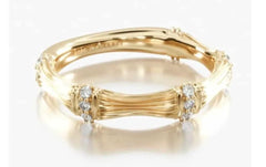 Matching band of 23059 in 2.5mm to 4mm Moissanite Accents 14k YG size 6.5