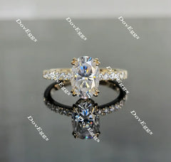 Miranda-Oval pave moissanite engagement ring| DovEggs