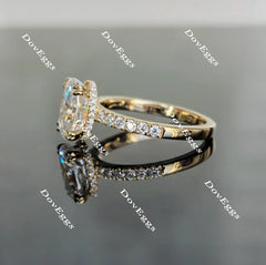 Miranda-Oval pave moissanite engagement ring| DovEggs
