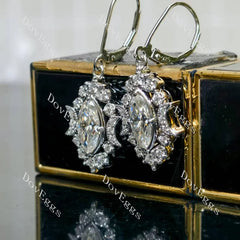 Marquise halo vintage art deco moissanite earrings| Doveggs